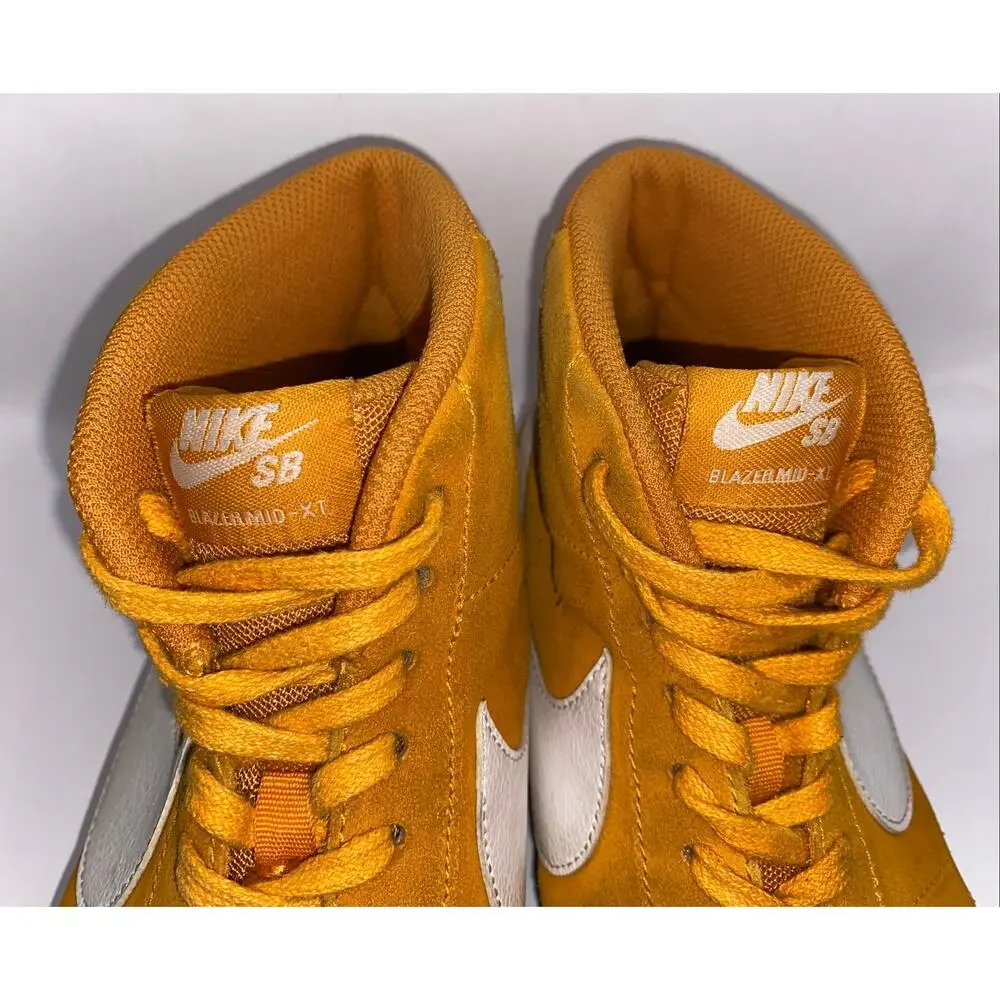 Nike SB Blazer Mid XT Circuit Orange Mustard Gold Suede Skate Shoes Mens 10.5